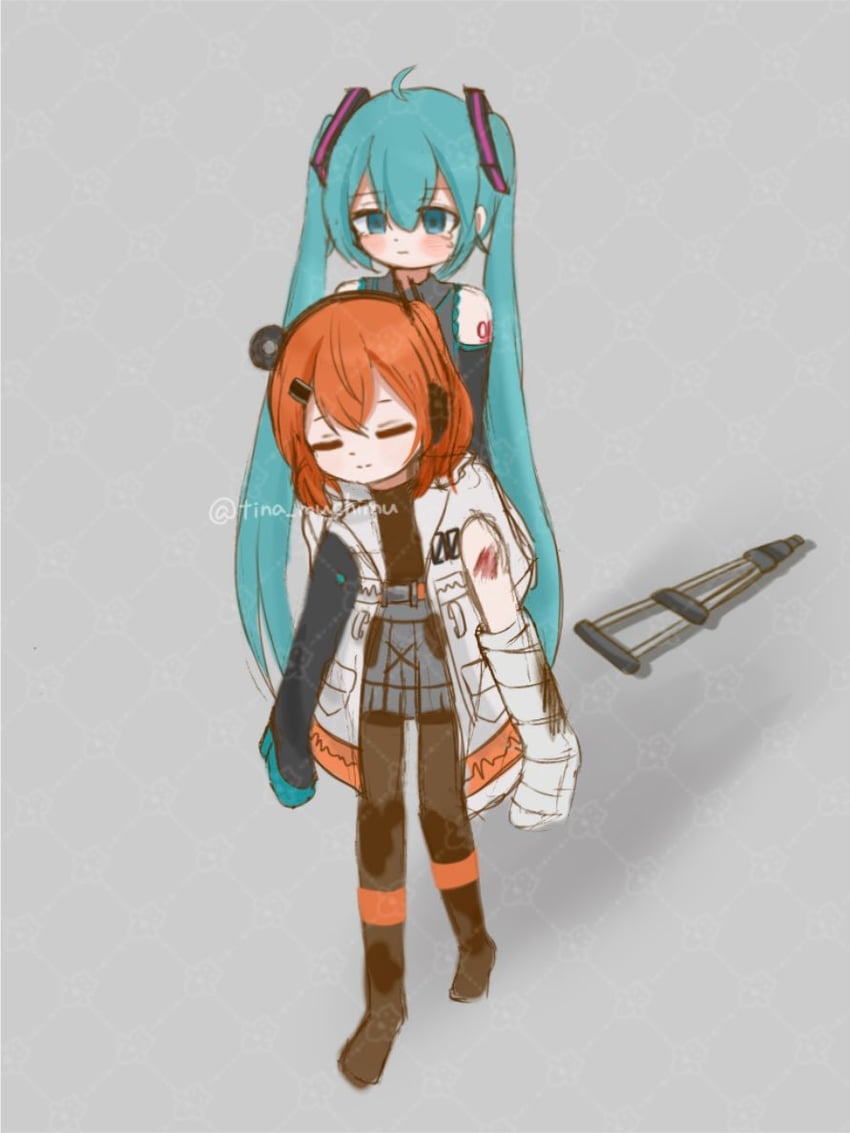 hatsune miku and adachi rei (vocaloid and 2 more) drawn by tina_muchimu