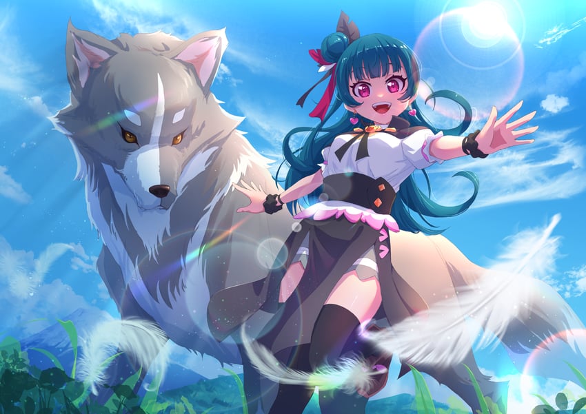 tsushima yoshiko, yohane, and lailaps (love live! and 2 more) drawn by senkun