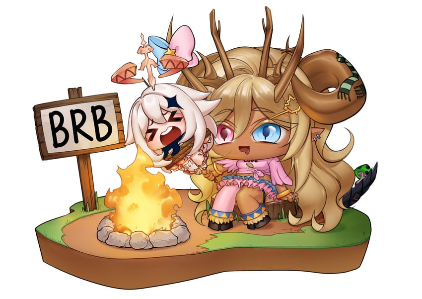 paimon, aria wintermint, and zepi (genshin impact and 1 more) drawn by biree_(artist)