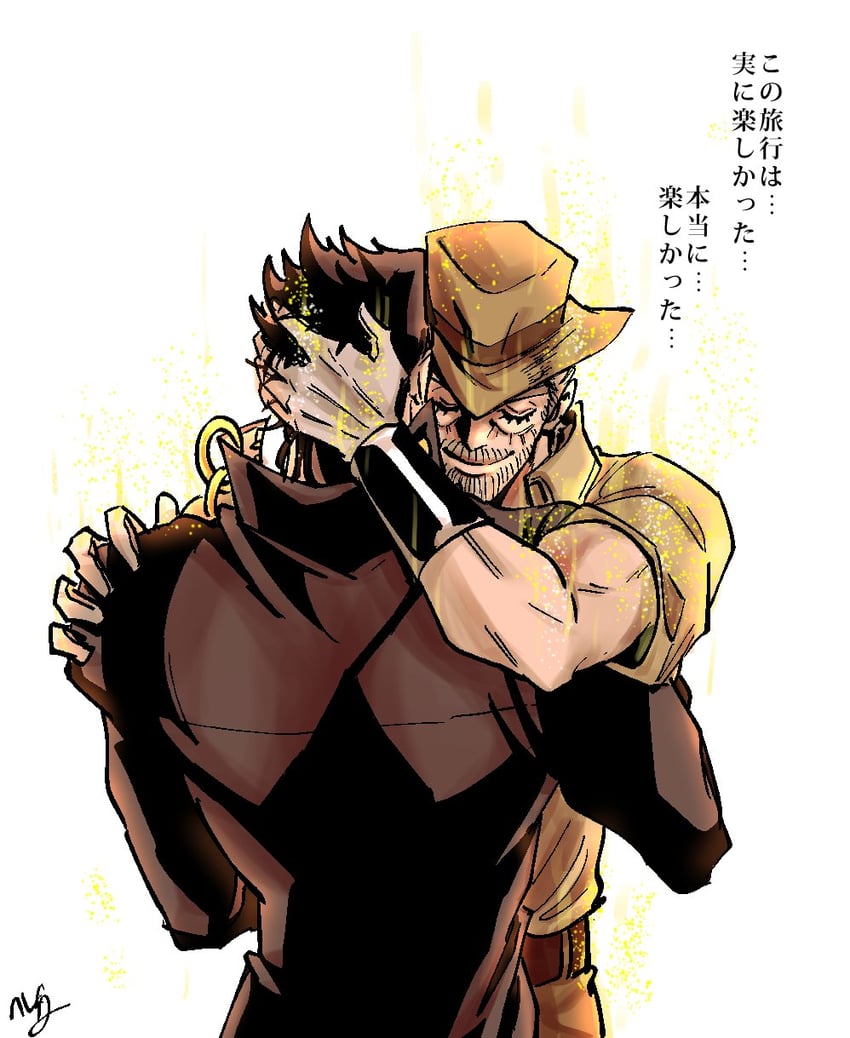 joseph joestar, kujo jotaro, and ishizuka unshou (jojo no kimyou na bouken and 1 more) drawn by sayojoka