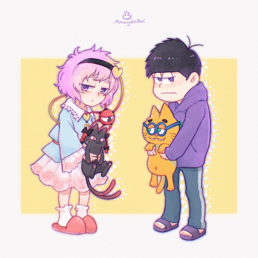 komeiji satori, kaenbyou rin, matsuno ichimatsu, and esper nyanko (touhou and 2 more) drawn by amaryllis_ruii
