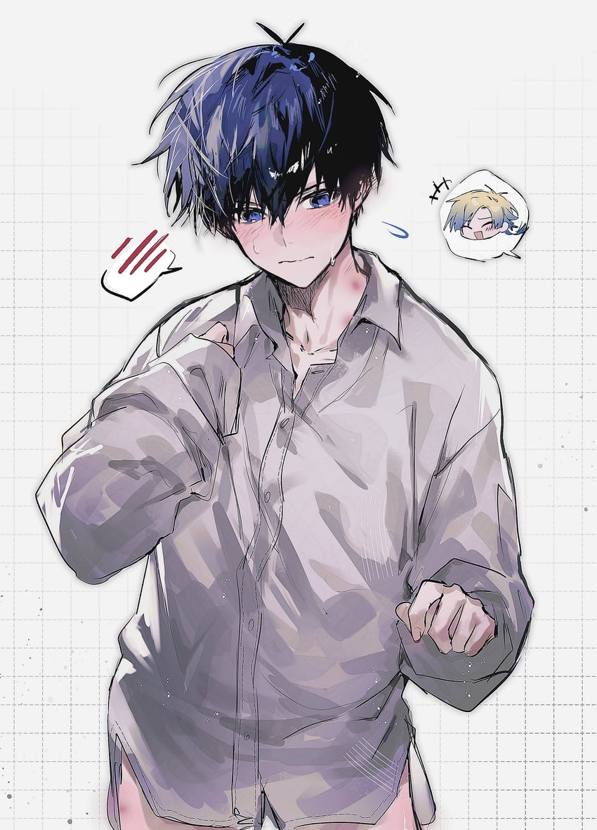 isagi yoichi and michael kaiser (blue lock) drawn by unagibo