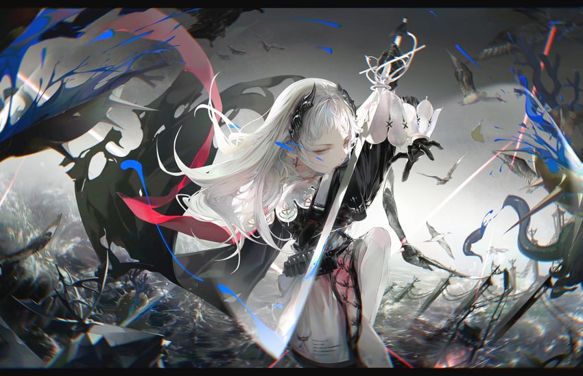 irene, seaborn, and nethersea spewer (arknights) drawn by lin404