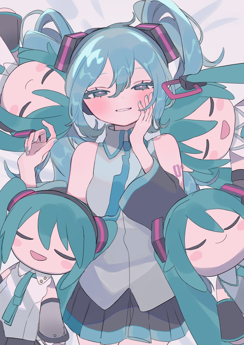 hatsune miku (vocaloid and 1 more) drawn by hakudaku