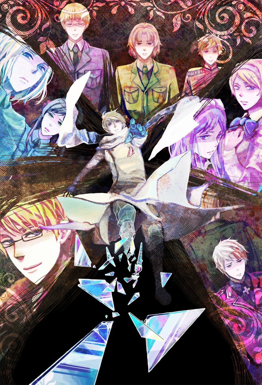 america, russia, prussia, belarus, hungary, and 5 more (axis powers hetalia) drawn by tobari_yayoi