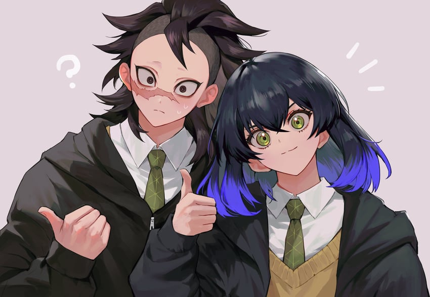 hashibira inosuke and shinazugawa genya (kimetsu no yaiba and 1 more) drawn by monza_(saeumon)