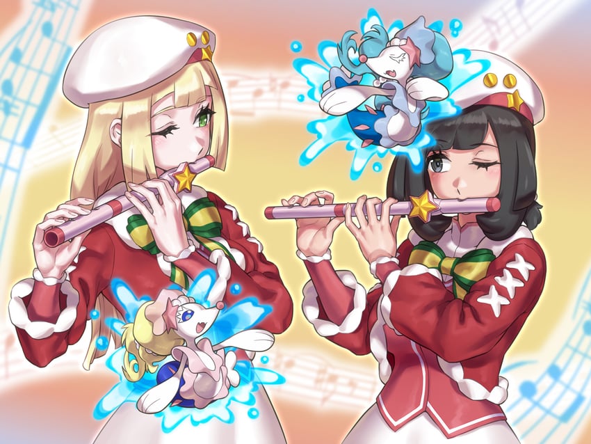 selene, primarina, and lillie (pokemon and 2 more) drawn by mizuumi_(bb)