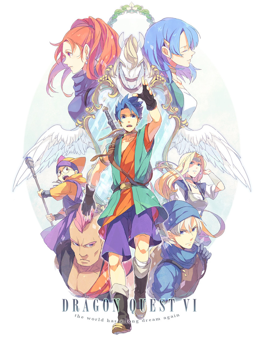 barbara, mireyu, hero, terry, tania, and 3 more (dragon quest and 1 more) drawn by ebira