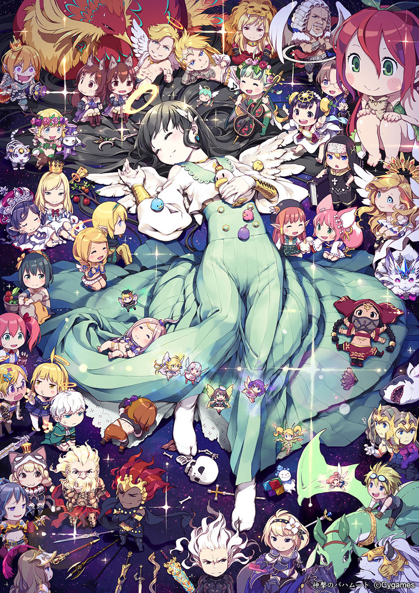 jeanne d'arc, yggdrasil, ephemera, amaterasu, gina, and 6 more (shingeki no bahamut) drawn by len_(a-7)