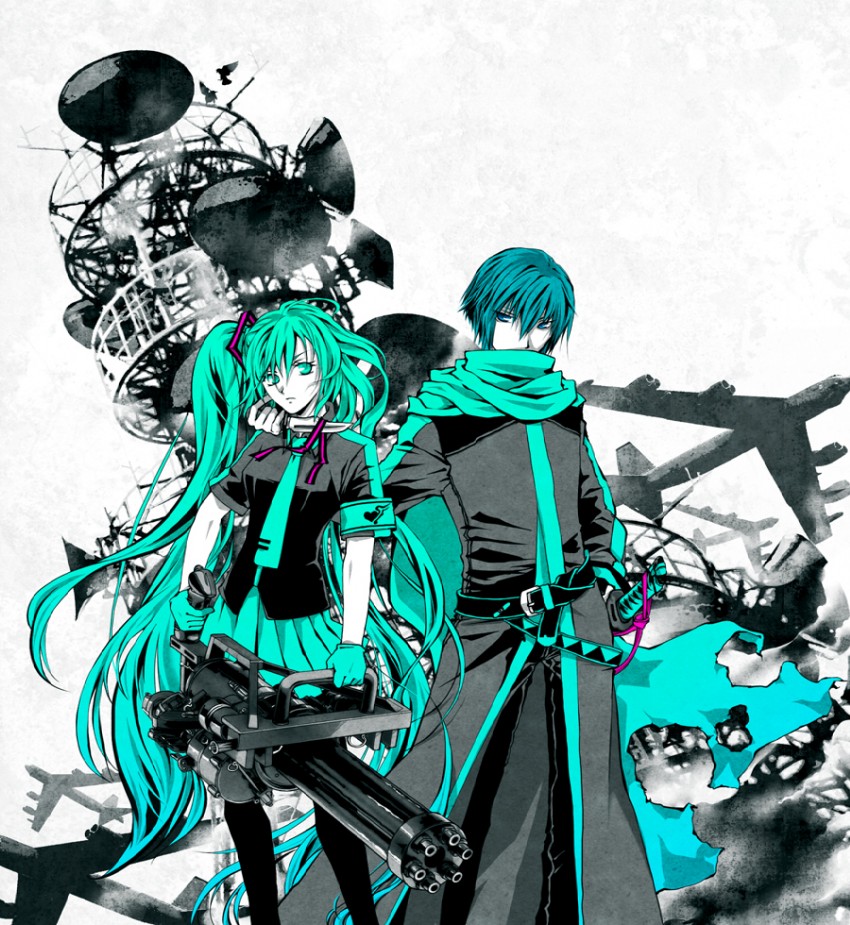 hatsune miku and kaito (vocaloid and 1 more) drawn by gengendou