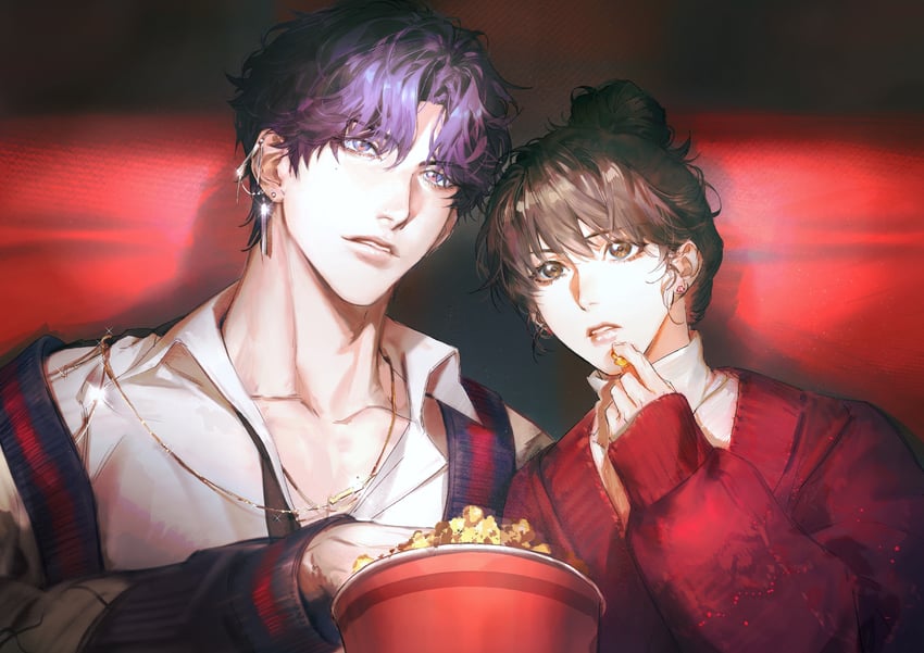 protagonist and rafayel (love and deepspace) drawn by chimmyming