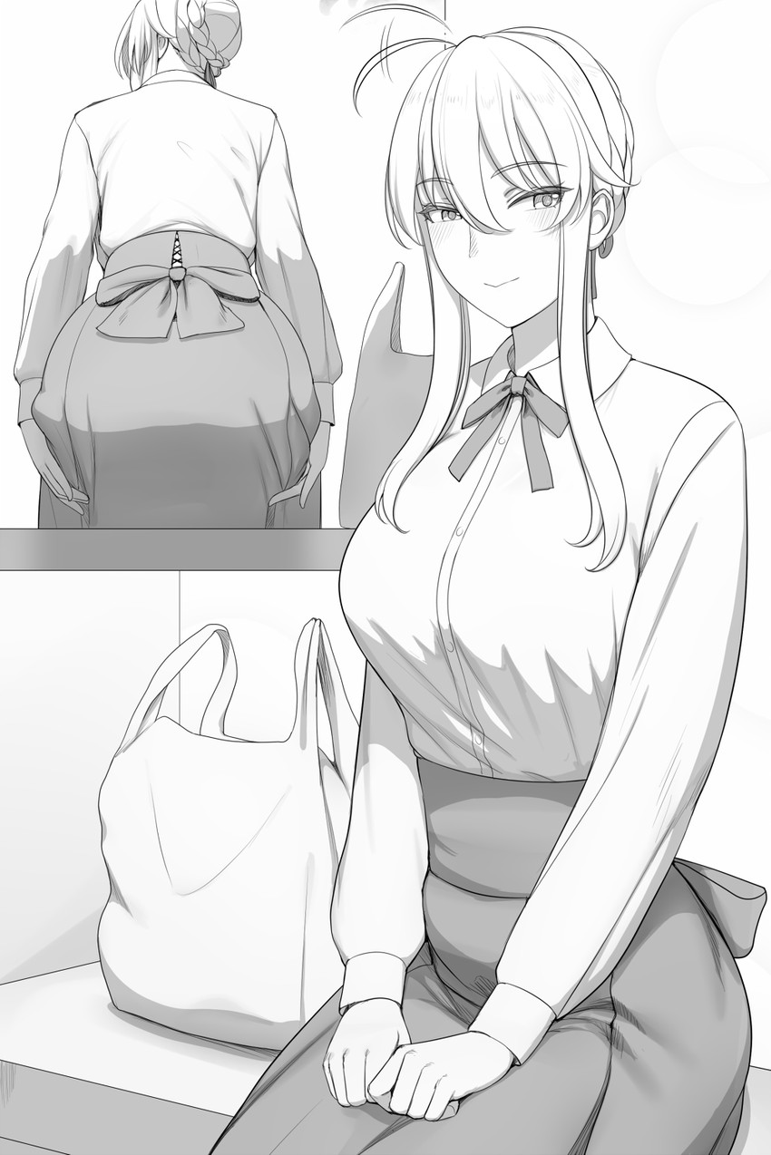 artoria pendragon and saber (fate and 1 more) drawn by lvl_(sentrythe2310)