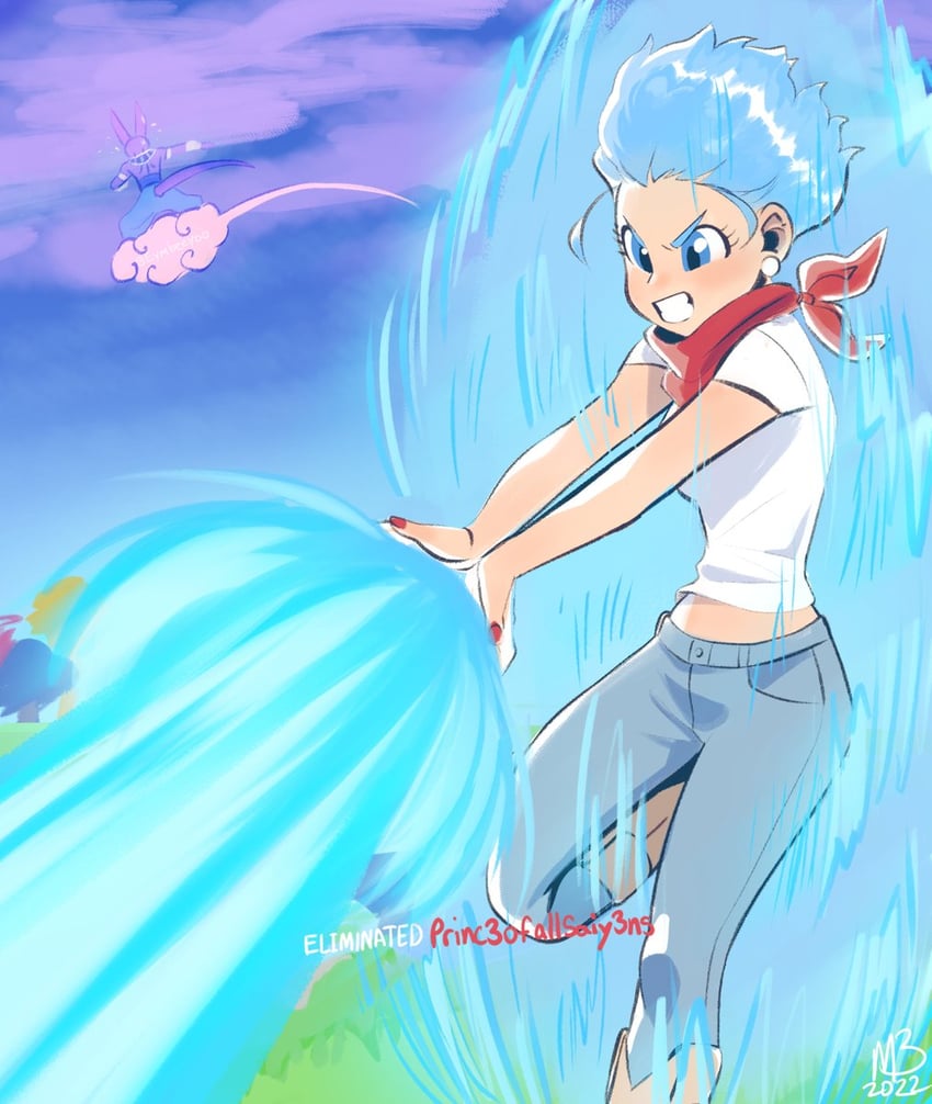 bulma and beerus (dragon ball and 2 more) drawn by eymbee Danbooru