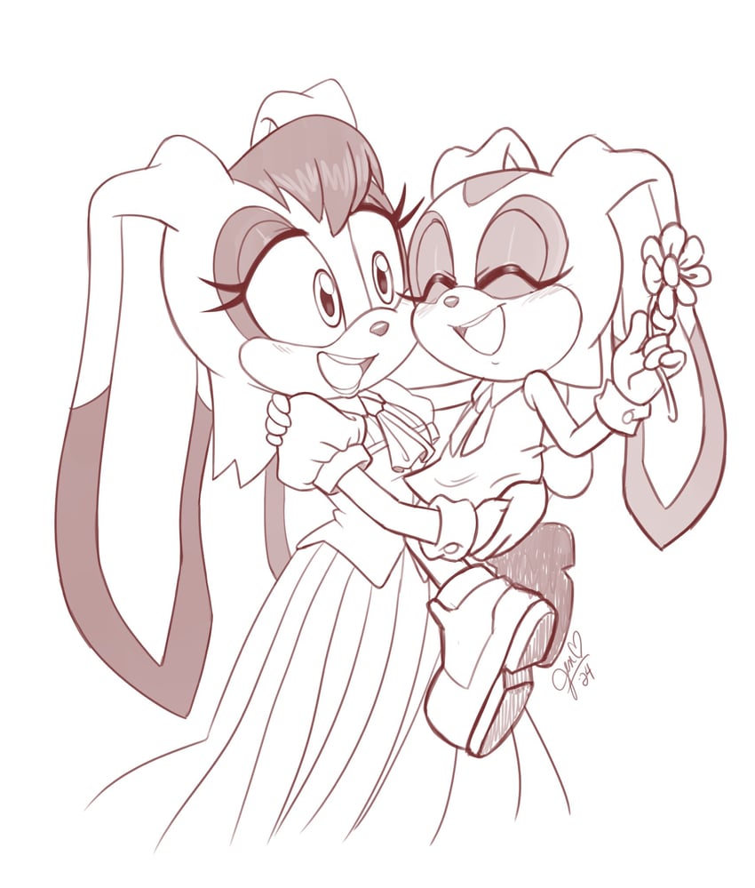 cream the rabbit and vanilla the rabbit (sonic) drawn by jens_drawings