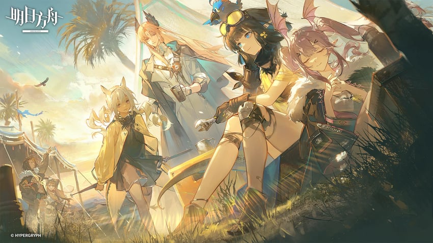 eunectes, manticore, pepe, passenger, tuye, and 2 more (arknights) drawn by renjian_shilian