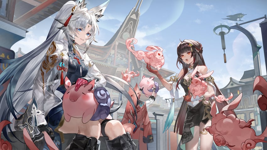 feixiao, lingsha, jiaoqiu, fuyuan, and tuskpir (honkai and 1 more) drawn by pikachutlet
