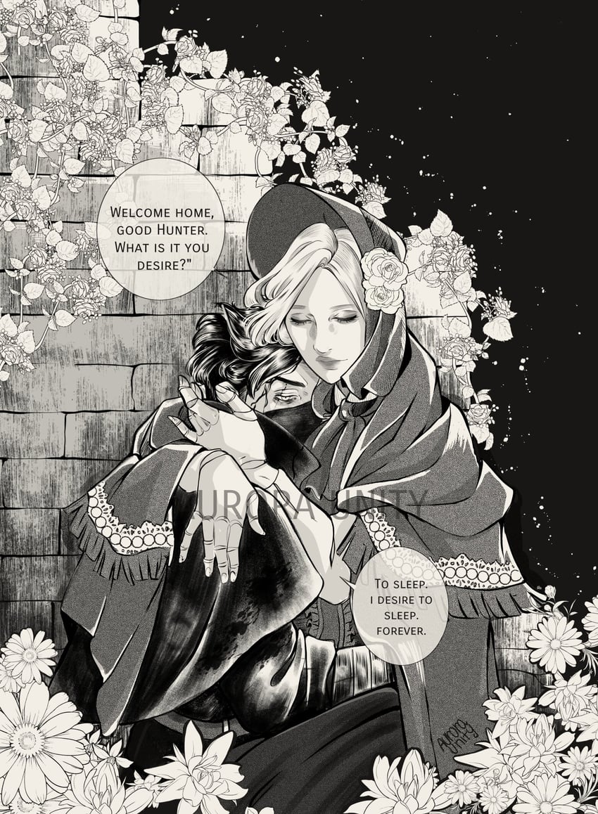 hunter and plain doll (bloodborne) drawn by aurora_unity