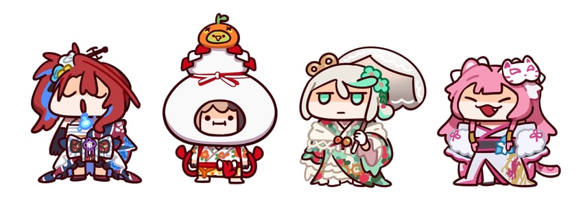 raora panthera, gigi murin, cecilia immergreen, elizabeth rose bloodflame, and popo (hololive and 1 more) drawn by keenbiscuit