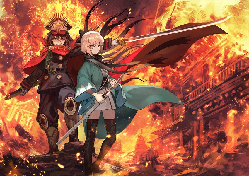 okita souji and oda nobunaga (fate and 2 more) drawn by lack
