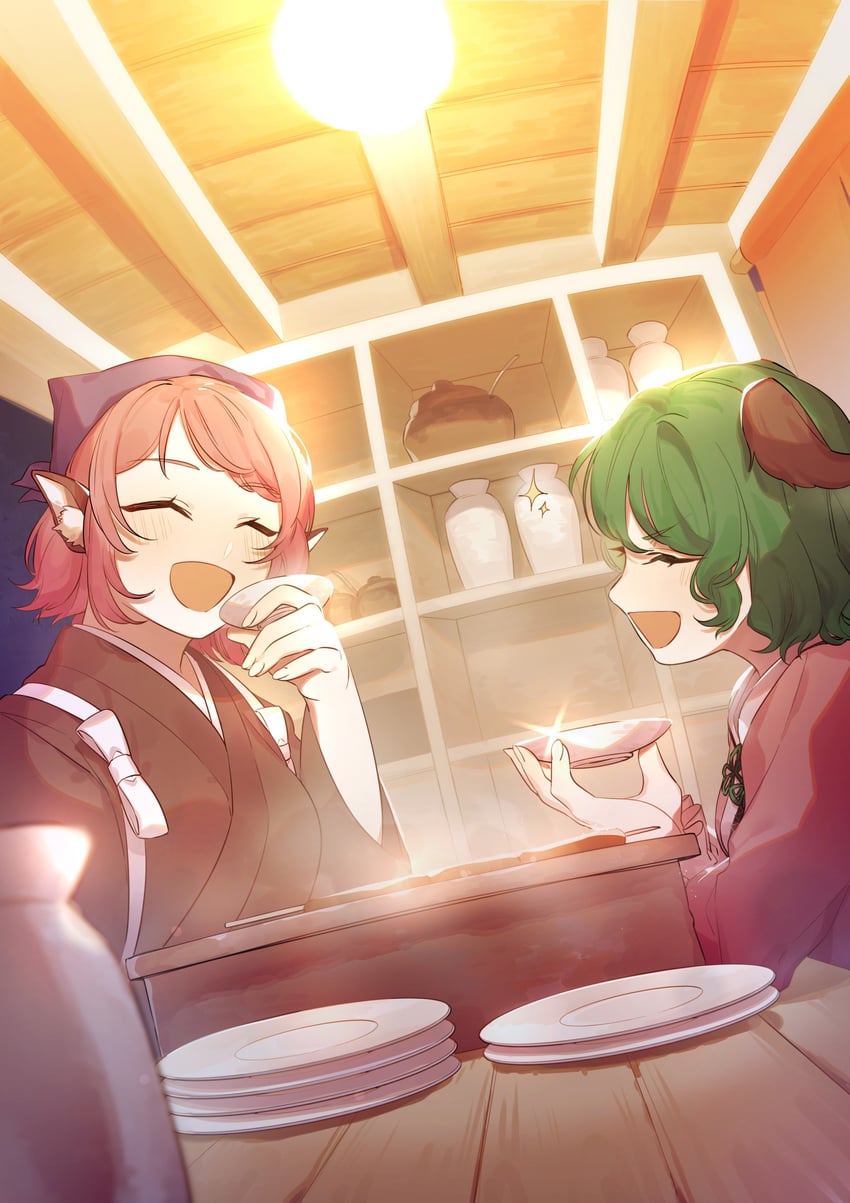 mystia lorelei, kasodani kyouko, and okamisty (touhou and 1 more) drawn by laspberry.