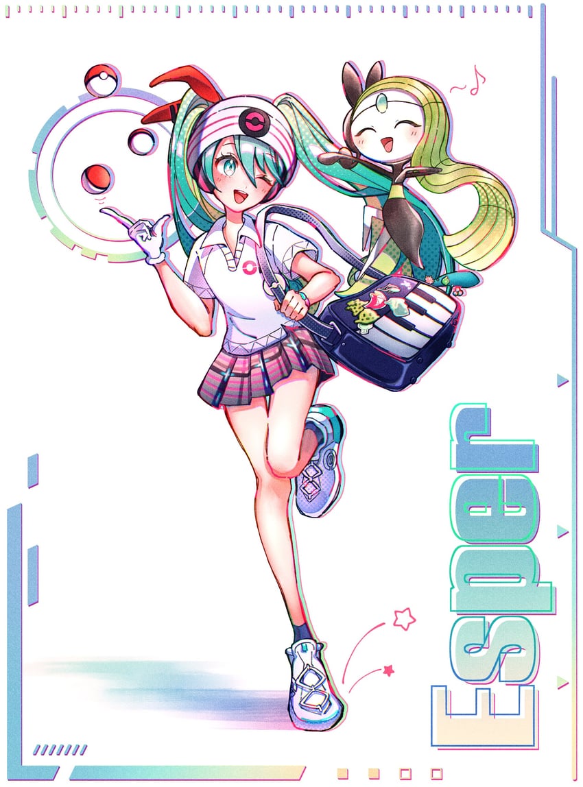 hatsune miku, meloetta, and psychic miku (pokemon and 2 more) drawn by yuleli_01