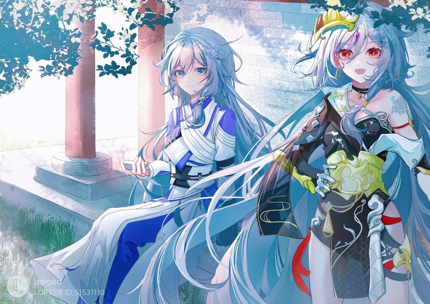 fu hua and herrscher of sentience (honkai and 1 more) drawn by baigeo