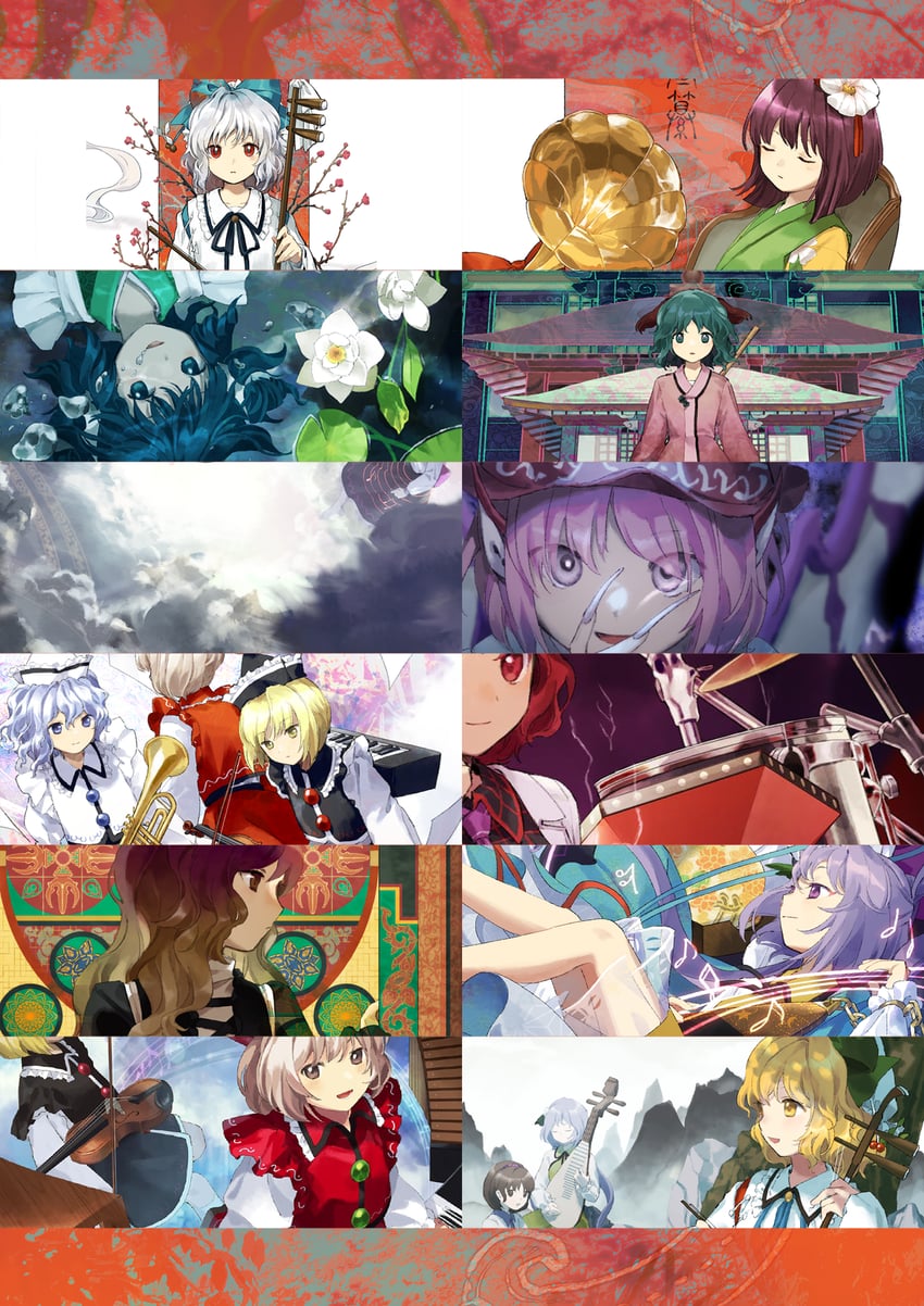 mystia lorelei, hijiri byakuren, kasodani kyouko, hieda no akyuu, wakasagihime, and 7 more (touhou) drawn by kaigen_1025