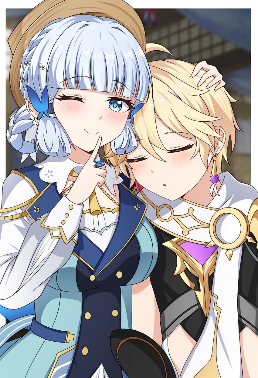 aether and kamisato ayaka (genshin impact) drawn by midori_(midori13579)