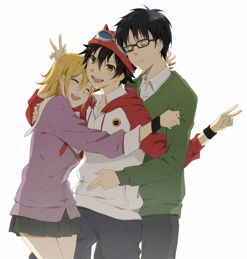 onizuka hime, fujisaki yuusuke, and usui kazuyoshi (sket dance) drawn by karuha