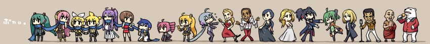 hatsune miku, kagamine rin, kagamine len, megurine luka, kasane teto, and 16 more (vocaloid and 4 more) drawn by chan_co