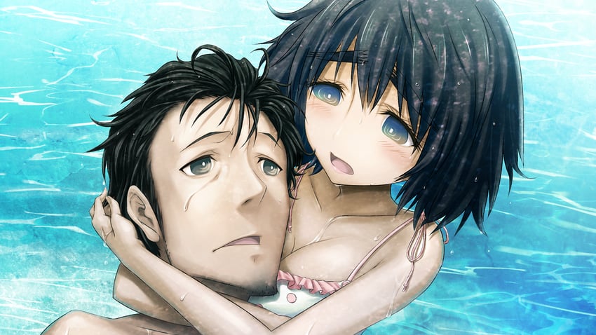 okabe rintarou and shiina mayuri (steins;gate and 1 more) drawn by huke