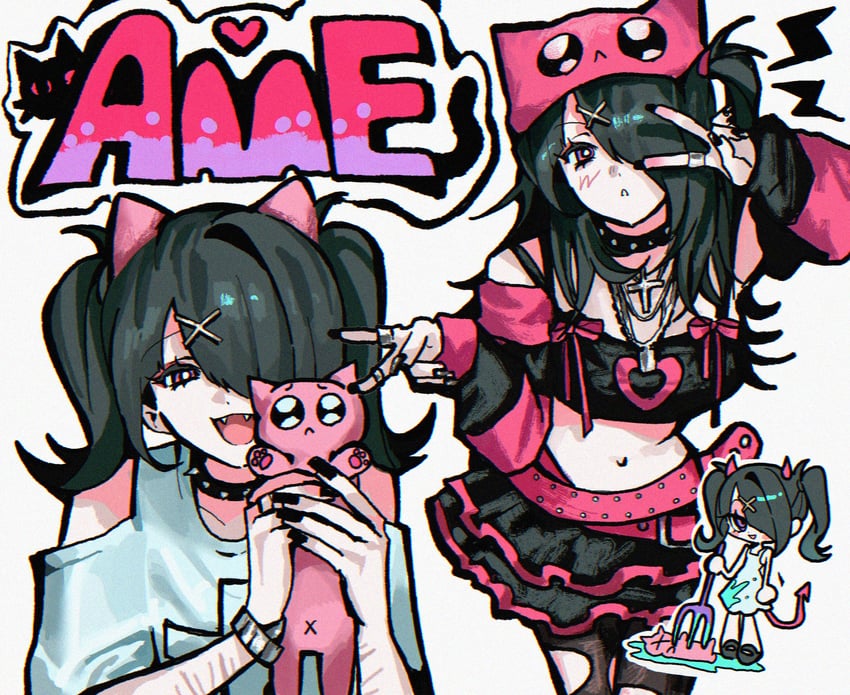 ame-chan and pien cat (needy girl overdose) drawn by x_x_(batttsu_404)