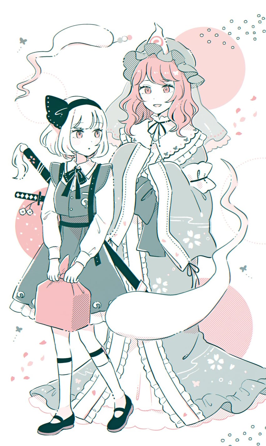 konpaku youmu and saigyouji yuyuko (touhou) drawn by mozukuzu_(manukedori)