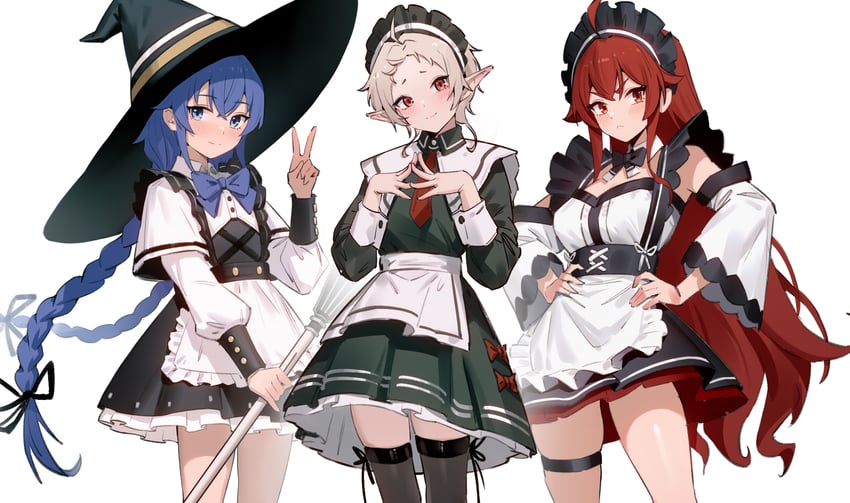 roxy migurdia, eris greyrat, and sylphiette (mushoku tensei) drawn by 95_(jiuwujiang)