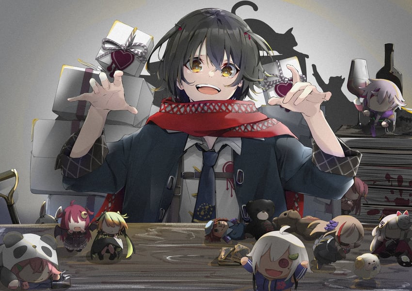 sasaki saku, fuwa minato, mashiro meme, yuzuki roa, akabane youko, and 5 more (nijisanji) drawn by motoi_(croa76)