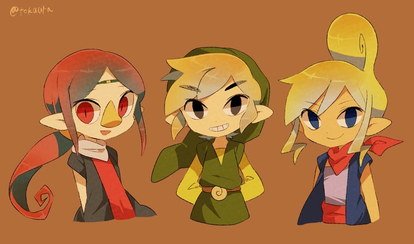 link, toon link, tetra, and medli (the legend of zelda and 1 more) drawn by tokuura