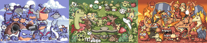 charizard, piplup, bulbasaur, vaporeon, oshawott, and 66 more (pokemon) drawn by paul_robertson