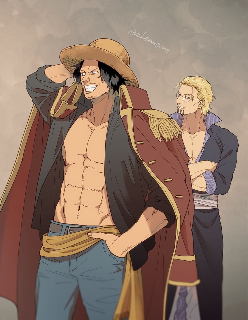 gol d. roger and silvers rayleigh (one piece) drawn by rrrhigemegane