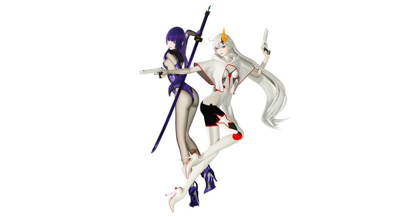 kiana kaslana and raiden mei (honkai and 1 more) drawn by \konata
