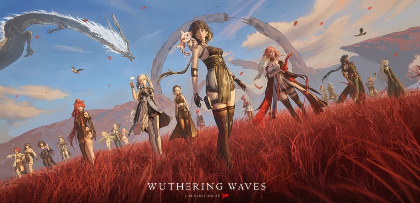 rover, changli, female rover, jinhsi, yinlin, and 17 more (wuthering waves) drawn by jvn