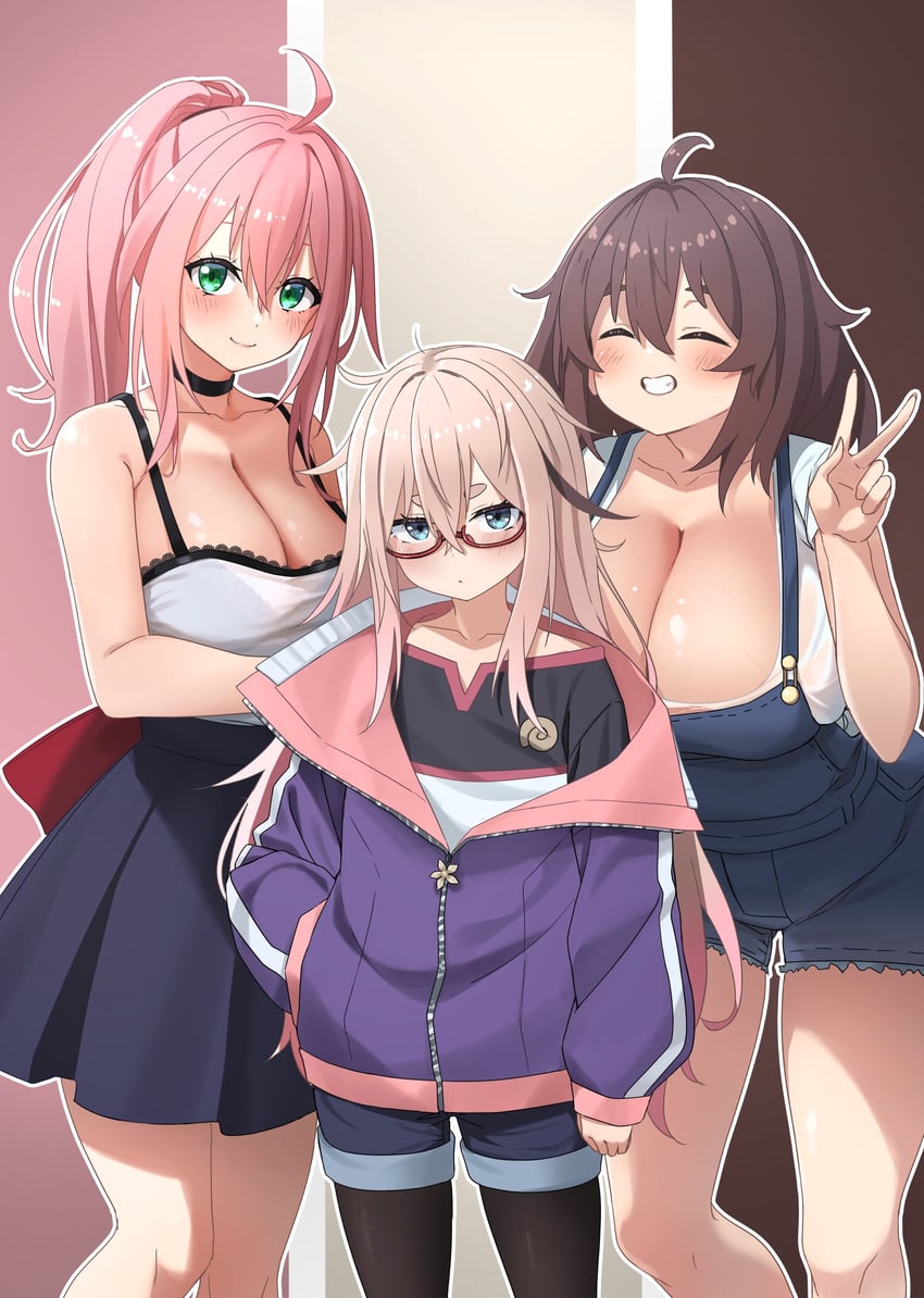 pink-haired girl, insomnia-chan, and paguroidea (original) drawn by kay_yu