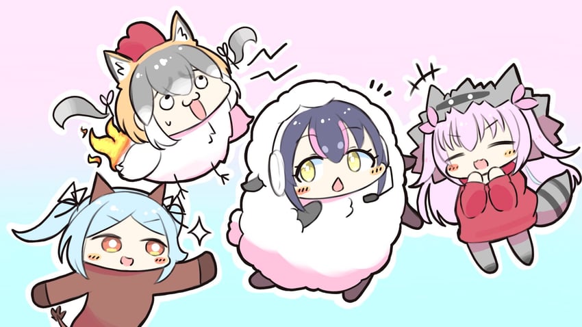 island fox, humboldt penguin, yamato iori, and himekuma ribon (kemono friends and 4 more) drawn by empty17033658