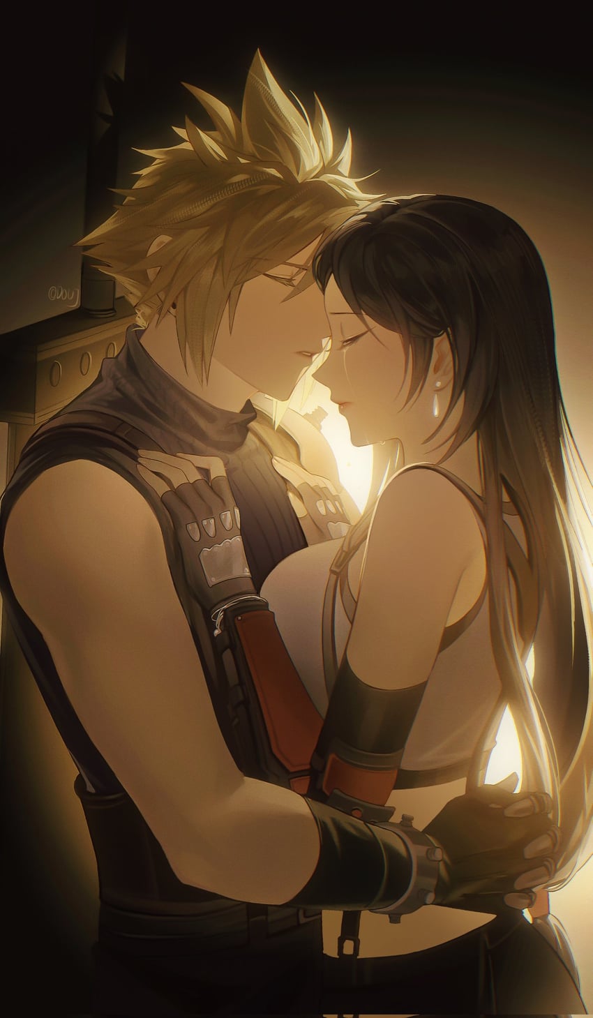 tifa lockhart and cloud strife (final fantasy and 2 more) drawn by duoj_ji