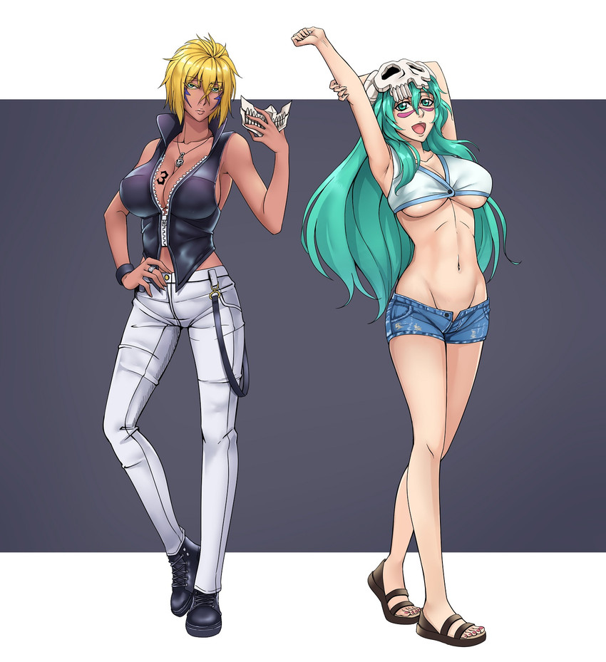 tier harribel and nelliel tu odelschwanck (bleach) drawn by sakuya_(liao_kj)
