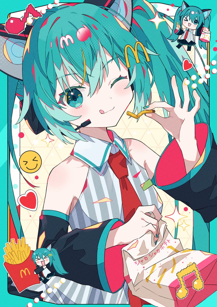 hatsune miku (vocaloid and 2 more) drawn by aramedraw