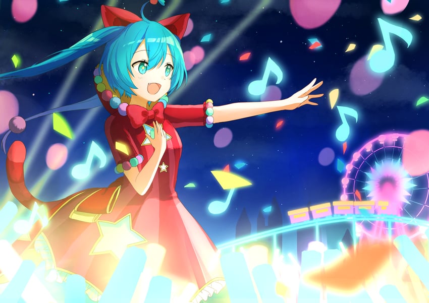hatsune miku and wonderlands x showtime miku (vocaloid and 1 more) drawn by yaminabe_(szhal14)