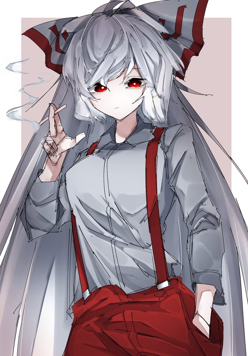 fujiwara no mokou (touhou) drawn by vivo_(vivo_sun_0222)