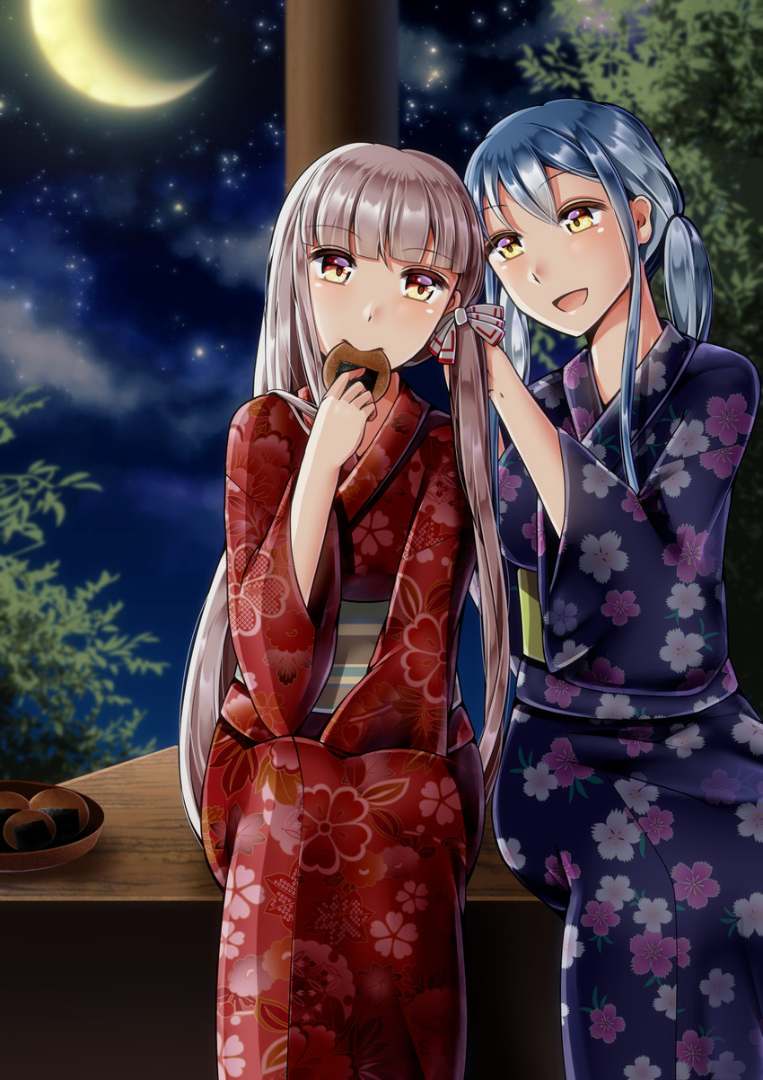 fujiwara no mokou and kamishirasawa keine (touhou) drawn by satomi_nori