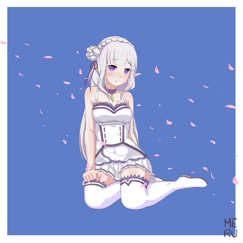 emilia (re:zero kara hajimeru isekai seikatsu) drawn by meru_rumi