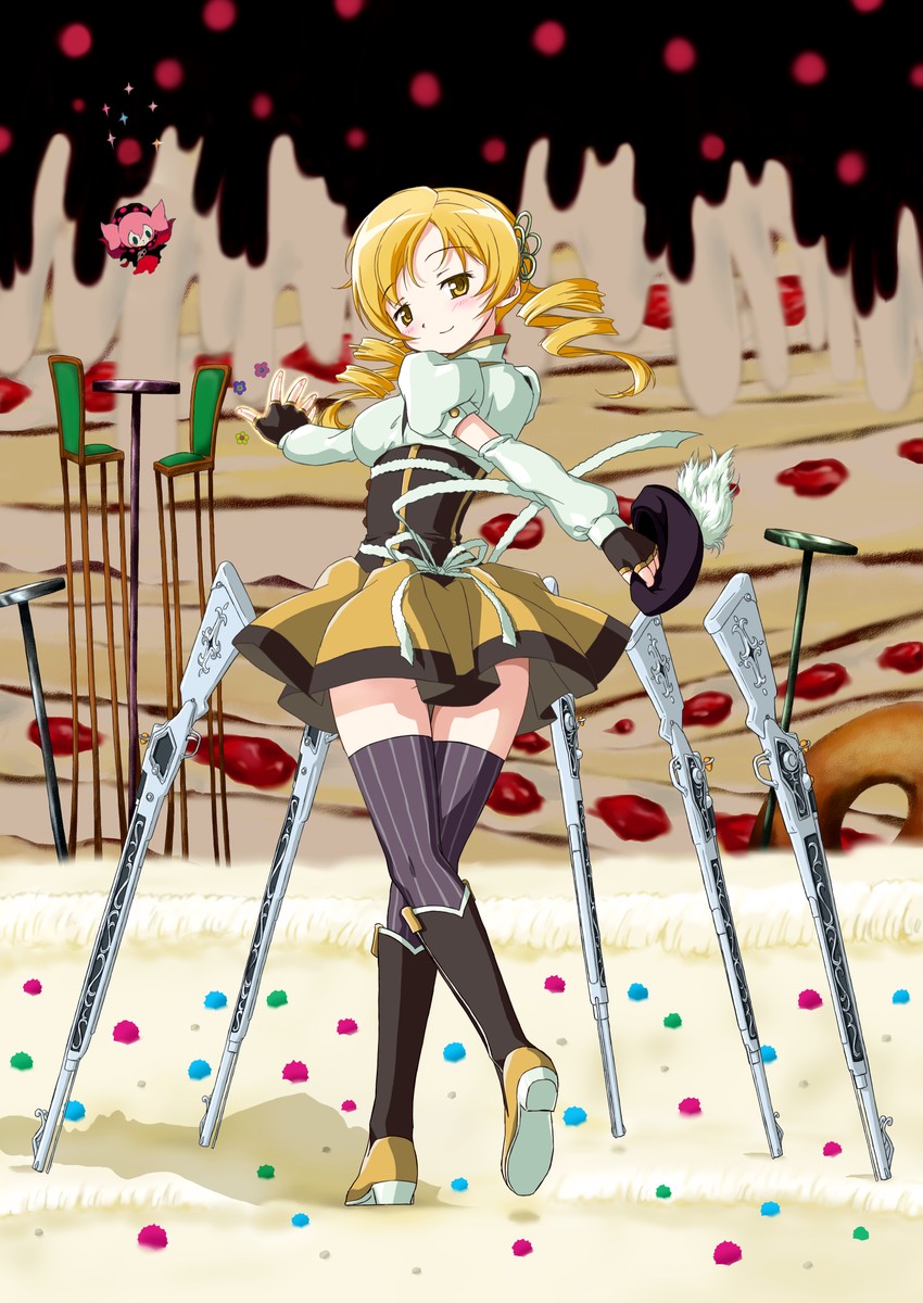 tomoe mami and charlotte (mahou shoujo madoka magica) drawn by macla